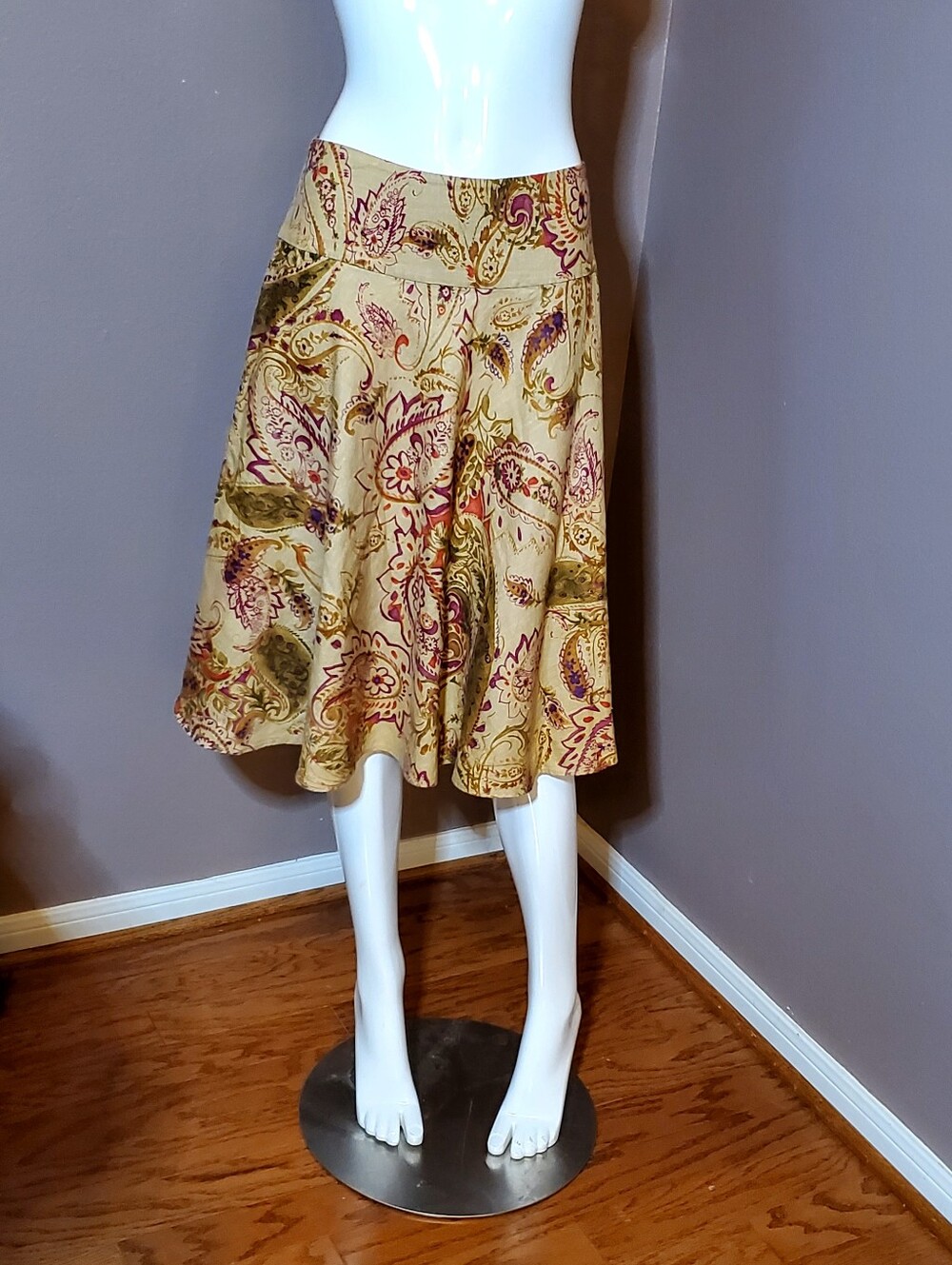 NWT LAUREN Ralph Lauren Casablanca Sand Dune Paisley Linen Skirt Size 4